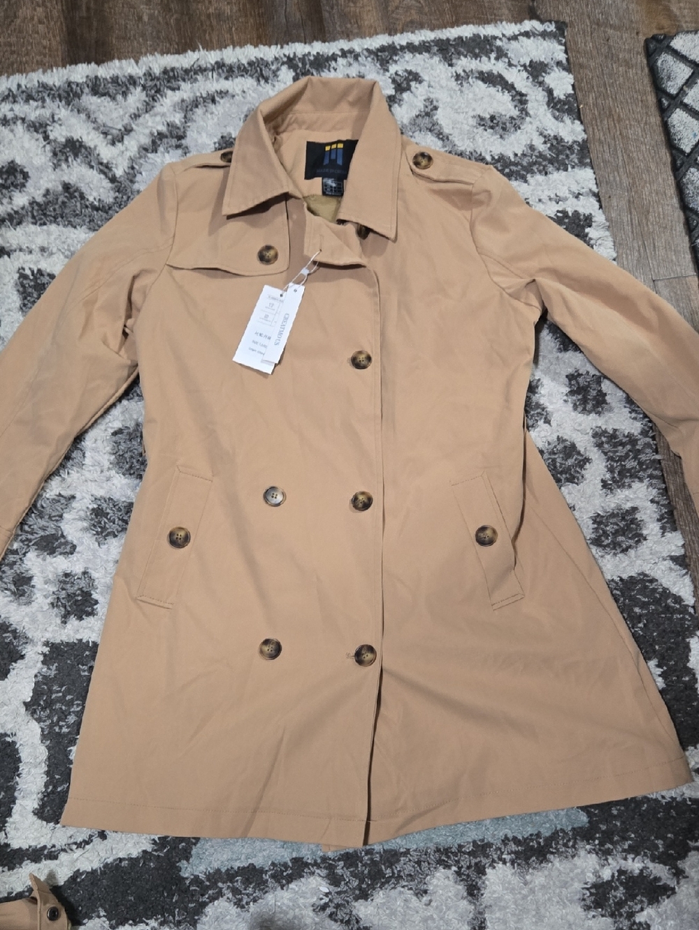 Classic Women's Beige Trench Coat - Missing The Belt